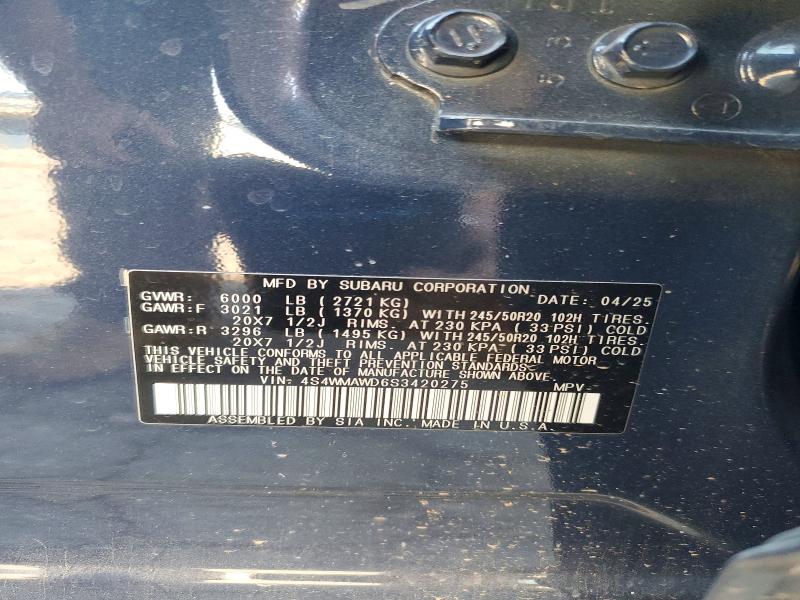 Продажа на аукционе авто 2025 Subaru Ascent, vin: 4S4WMAWD6S3420275, номер лота: 65701586