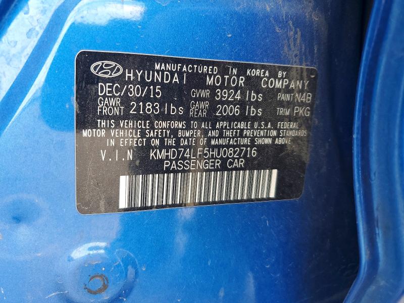 66712026 :رقم المزاد ، KMHD74LF5HU082716 vin ، 2017 Hyundai Elantra مزاد بيع