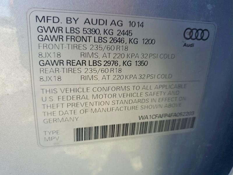 Aukcja sprzedaży 2015 Audi Q5, vin: WA1CFAFP4FA052203, numer aukcji: 66900056