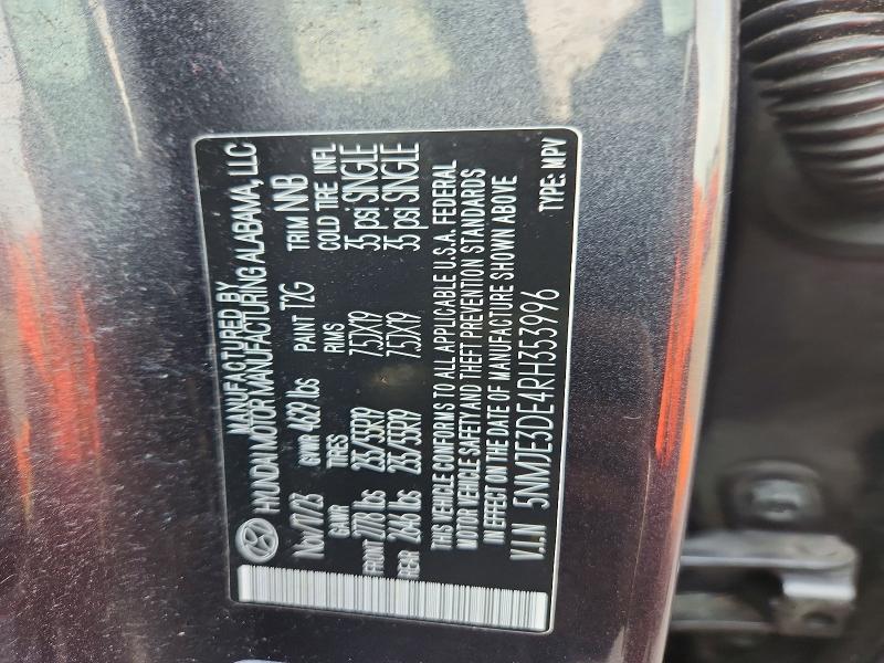 66379856 :رقم المزاد ، 5NMJE3DE4RH353996 vin ، 2024 Hyundai Tucson مزاد بيع
