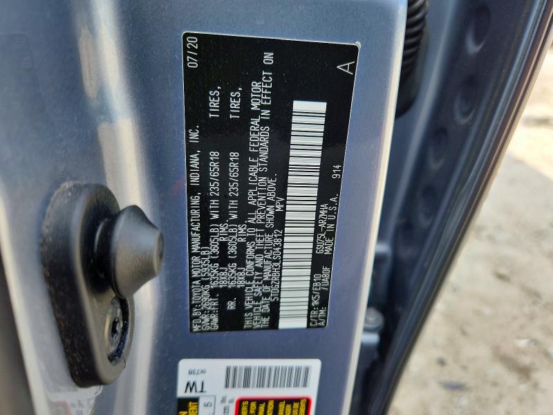 Продаж на аукціоні авто 2020 Toyota Highlander, vin: 5TDGZRBH3LS043812, номер лоту: 65676626