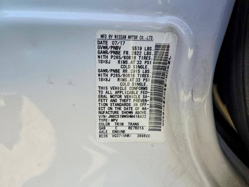 Продажа на аукционе авто 2017 Infiniti Qx70, vin: JN8CS1MW5HM416422, номер лота: 66138656