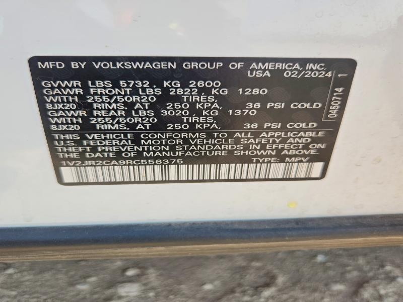 2024 Volkswagen Atlas მანქანა იყიდება აუქციონზე, vin: 1V2JR2CA9RC556375, აუქციონის ნომერი: 66947536