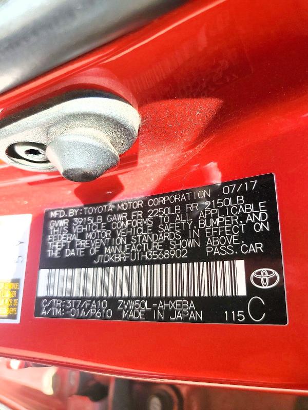 Продаж на аукціоні авто 2017 Toyota Prius, vin: JTDKBRFU1H3568902, номер лоту: 64267476