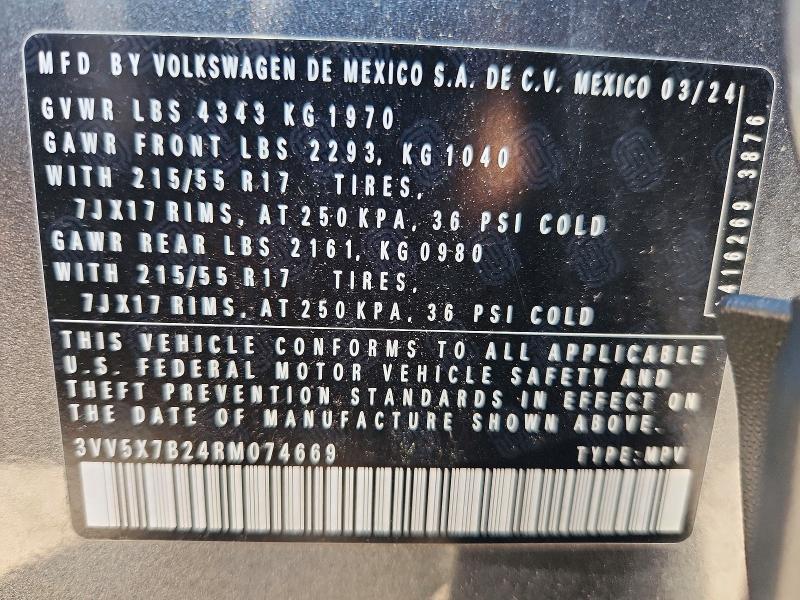 Продаж на аукціоні авто 2024 Volkswagen Taos, vin: 3VV5X7B24RM074669, номер лоту: 66512666