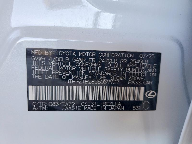 Aukcja sprzedaży 2025 Lexus Is 350, vin: JTHGZ1B28S5089927, numer aukcji: 64066306