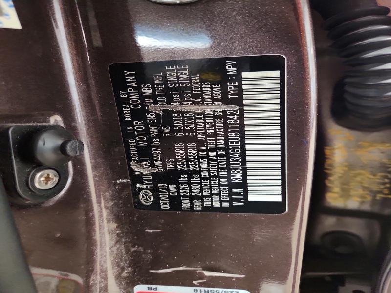 66185406 :رقم المزاد ، KM8JU3AG1EU811842 vin ، 2014 Hyundai Tucson مزاد بيع