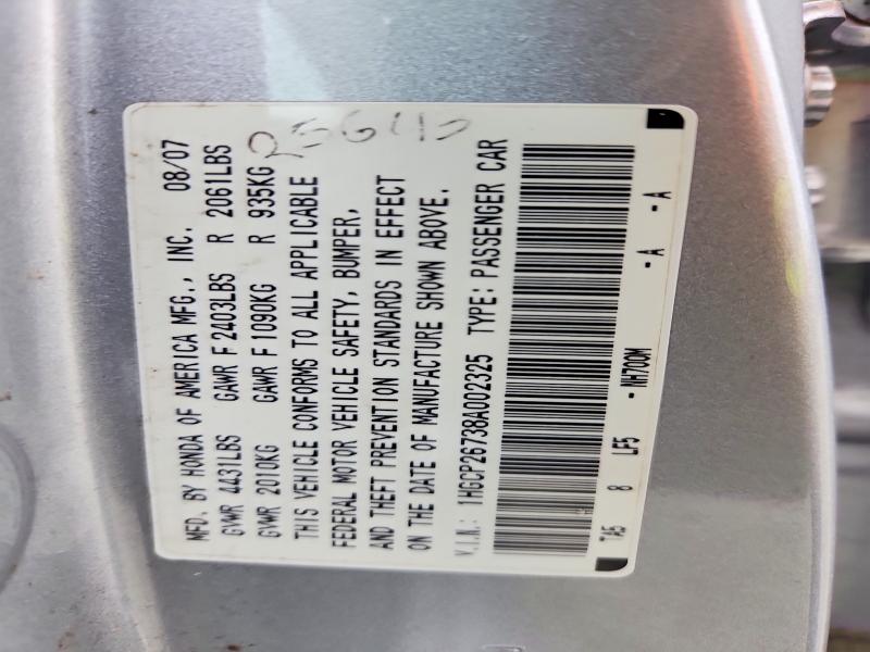 Продажа на аукционе авто 2008 Honda Accord, vin: 1HGCP26738A002325, номер лота: 64093906