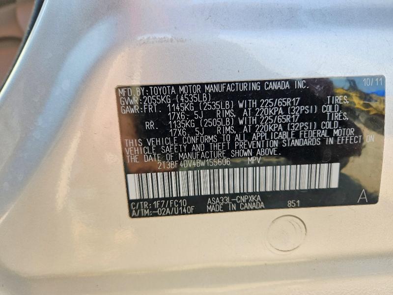 66373726 :رقم المزاد ، 2T3BF4DV4BW155606 vin ، 2011 Toyota Rav4 مزاد بيع