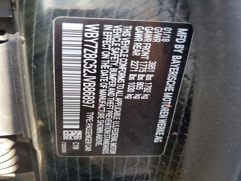 65868856 :رقم المزاد ، WBY7Z8C52JVB86897 vin ، 2018 Bmw I3 مزاد بيع
