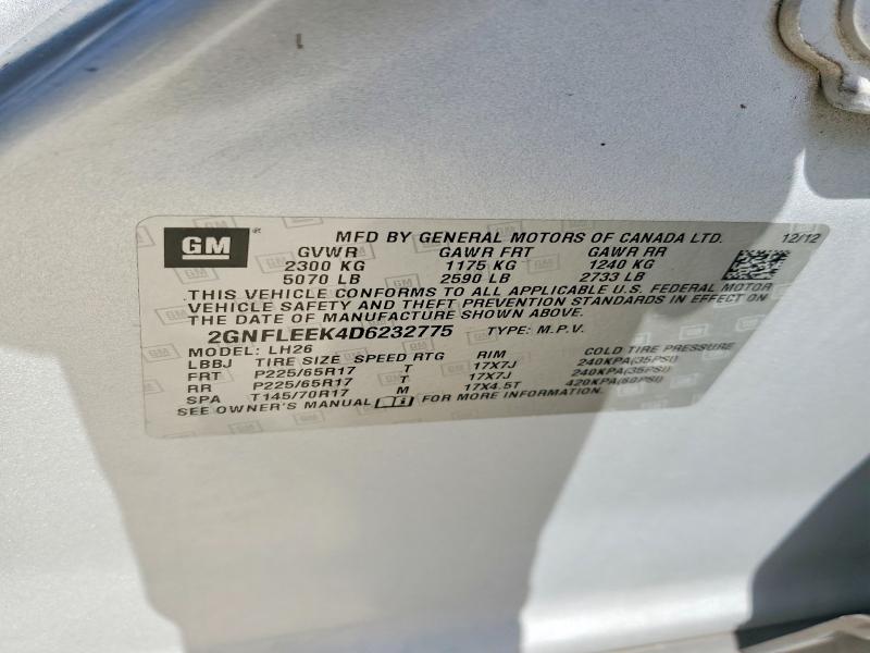 64722766 :رقم المزاد ، 2GNFLEEK4D6232775 vin ، 2013 Chevrolet Equinox مزاد بيع
