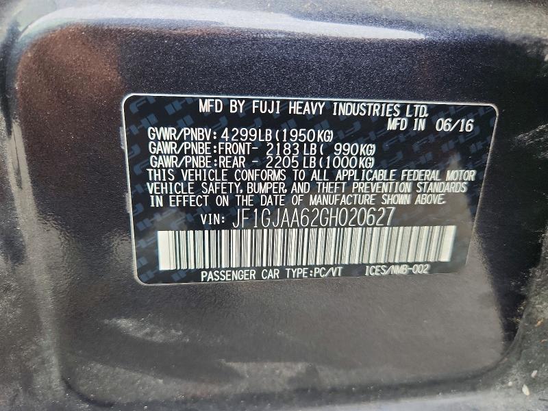 Aukcja sprzedaży 2016 Subaru Impreza, vin: JF1GJAA62GH020627, numer aukcji: 64454606