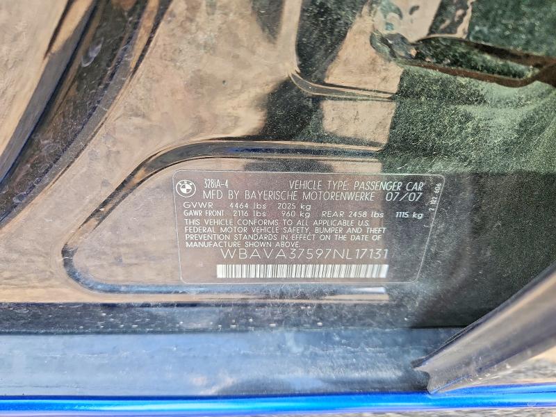 Aukcja sprzedaży 2007 Bmw 328, vin: WBAVA37597NL17131, numer aukcji: 66787146