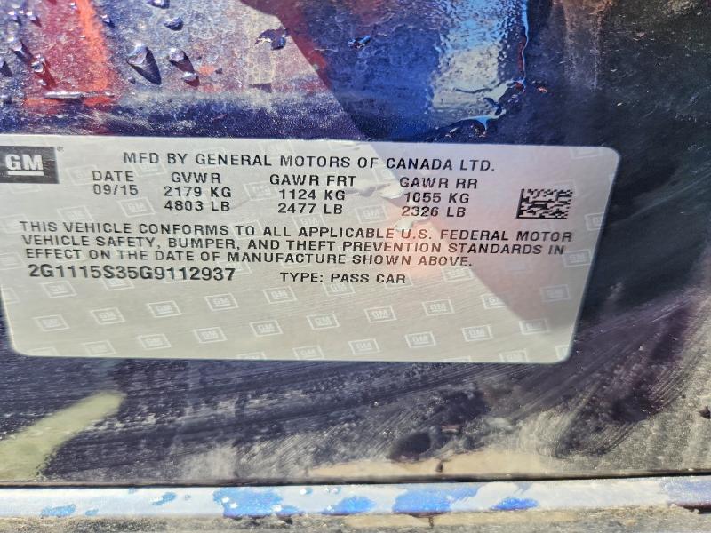 65366596 :رقم المزاد ، 2G1115S35G9112937 vin ، 2016 Chevrolet Impala مزاد بيع