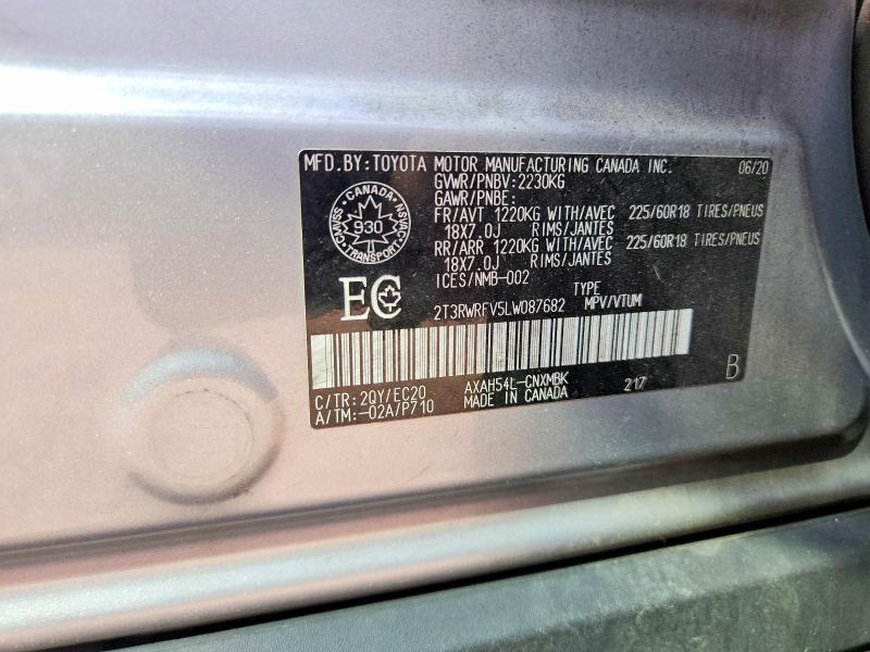 Продаж на аукціоні авто 2020 Toyota Rav4 Hybrid, vin: 2T3RWRFV5LW087682, номер лоту: 64898216