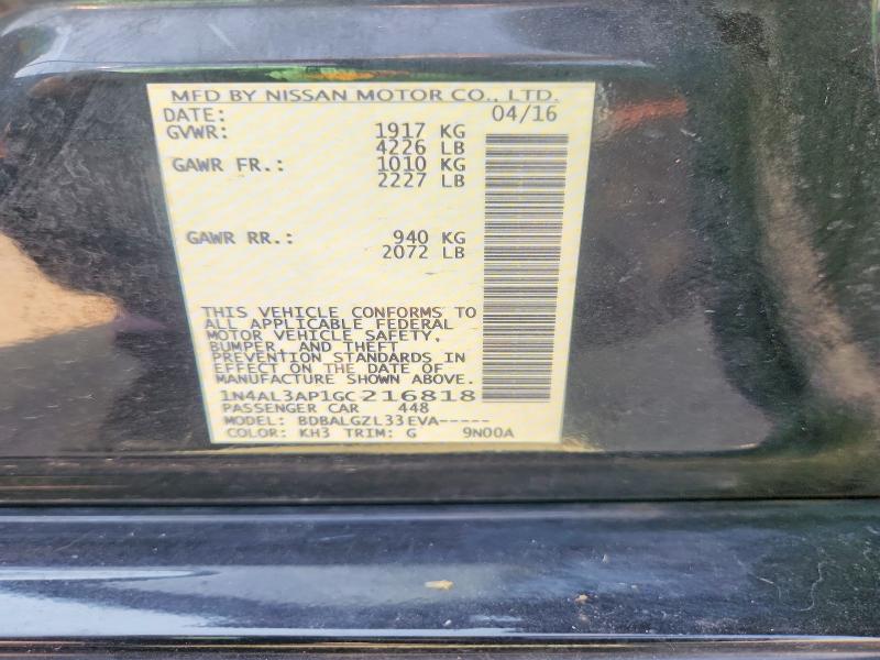 Продажа на аукционе авто 2016 Nissan Altima, vin: 1N4AL3AP1GC216818, номер лота: 63765276