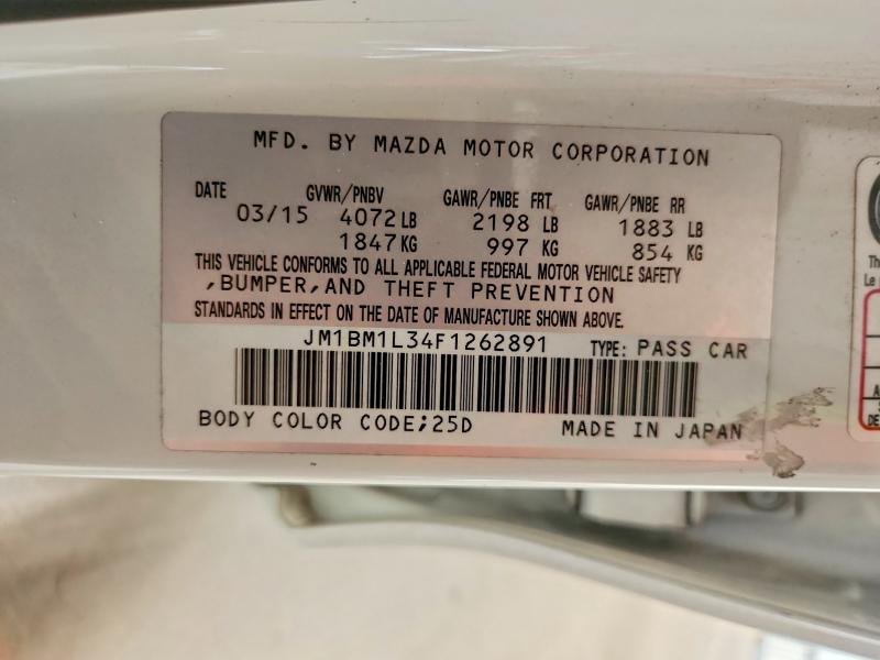 2015 Mazda 3 მანქანა იყიდება აუქციონზე, vin: JM1BM1L34F1262891, აუქციონის ნომერი: 64780076