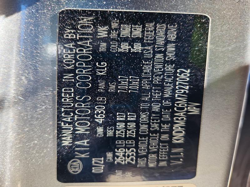 65523456 :رقم المزاد ، KNDPM3AC6M7927062 vin ، 2021 Kia Sportage مزاد بيع