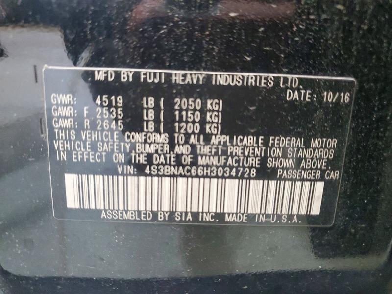 64098226 :رقم المزاد ، 4S3BNAC66H3034728 vin ، 2017 Subaru Legacy مزاد بيع