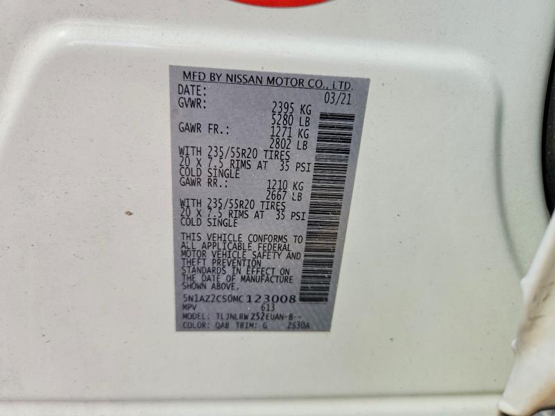 2021 Nissan Murano მანქანა იყიდება აუქციონზე, vin: 5N1AZ2CS0MC123008, აუქციონის ნომერი: 65535456