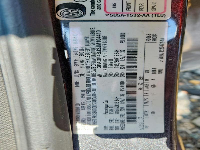 63030106 :رقم المزاد ، 3FADP4BJ2JM104410 vin ، 2018 Ford Fiesta مزاد بيع
