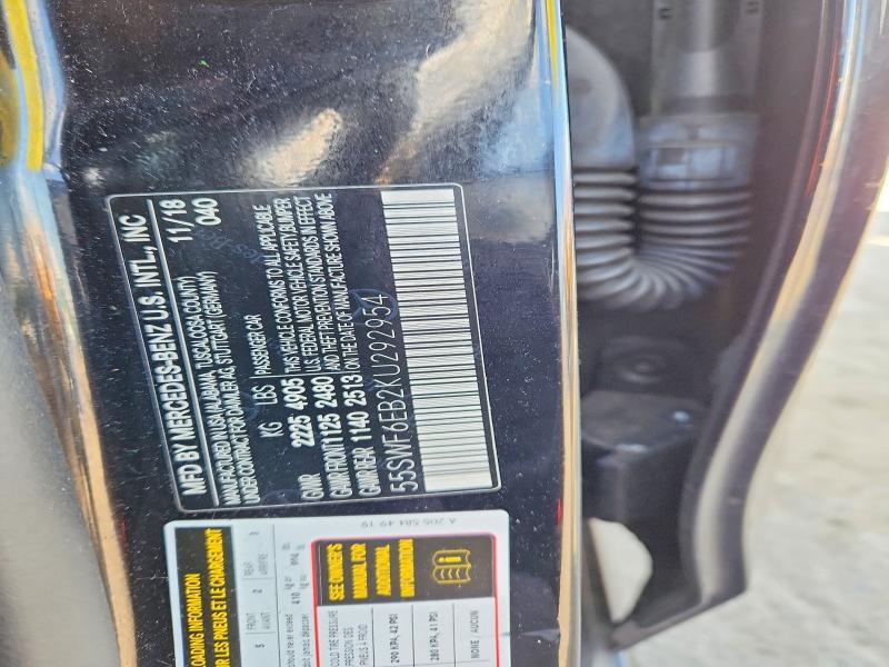 Продажа на аукционе авто 2019 Mercedes-benz C, vin: 55SWF6EB2KU292954, номер лота: 66826546
