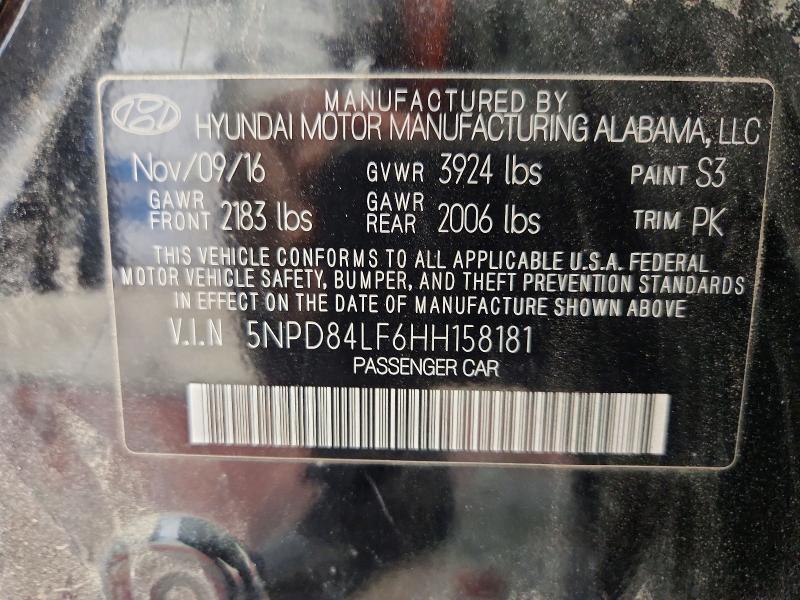 Продажа на аукционе авто 2017 Hyundai Elantra, vin: 5NPD84LF6HH158181, номер лота: 63596496