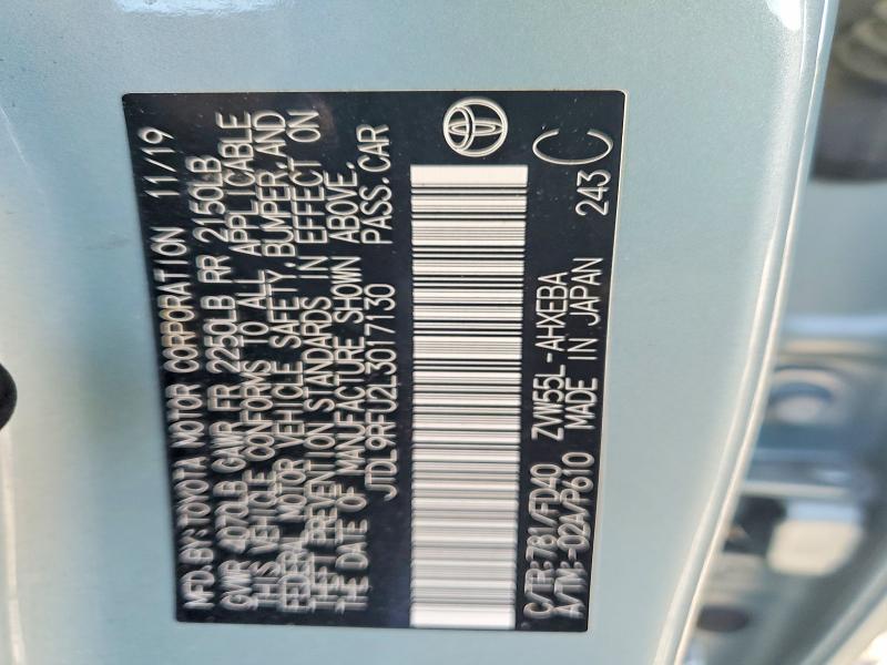 2020 Toyota Prius მანქანა იყიდება აუქციონზე, vin: JTDL9RFU2L3017130, აუქციონის ნომერი: 63280666