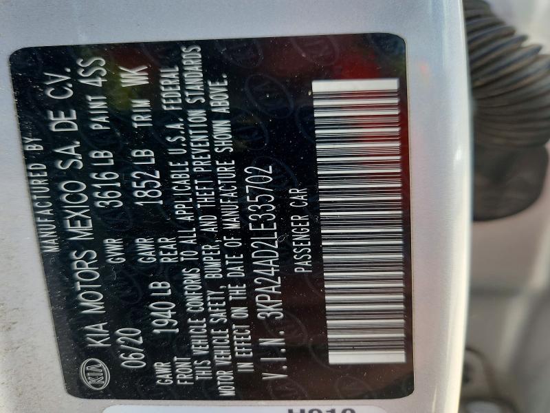 64093076 :رقم المزاد ، 3KPA24AD2LE335702 vin ، 2020 Kia Rio مزاد بيع