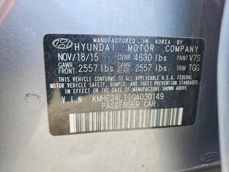 Продажа на аукционе авто 2016 Hyundai Sonata Hybrid, vin: KMHE24L11GA030149, номер лота: 63651336
