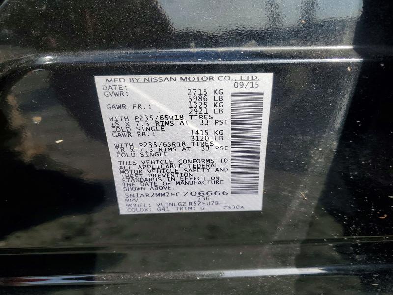 Продаж на аукціоні авто 2015 Nissan Pathfinder, vin: 5N1AR2MM2FC706666, номер лоту: 64474936