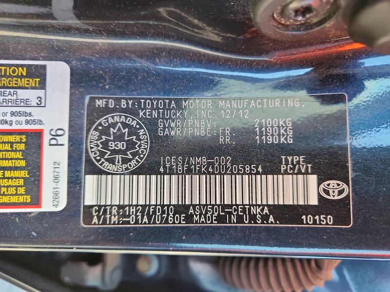 Aukcja sprzedaży 2013 Toyota Camry, vin: 4T1BF1FK4DU205854, numer aukcji: 63098786