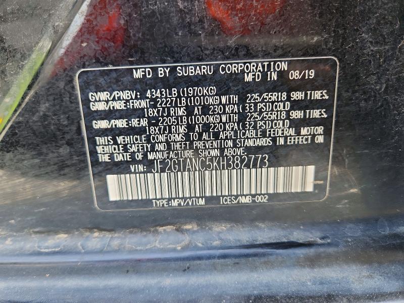 Продаж на аукціоні авто 2019 Subaru Crosstrek, vin: JF2GTANC5KH382773, номер лоту: 67198476