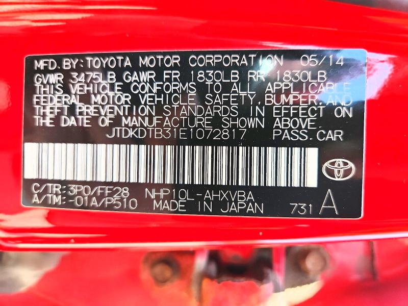 Продажа на аукционе авто 2014 Toyota Prius C, vin: JTDKDTB31E1072817, номер лота: 64895006