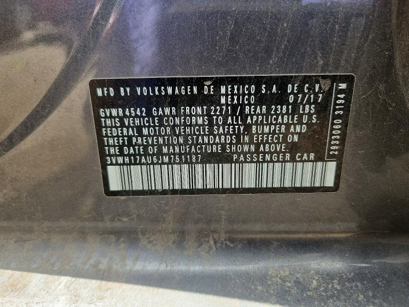 63785496 :رقم المزاد ، 3VWH17AU6JM751187 vin ، 2018 Volkswagen Golf Alltrack مزاد بيع