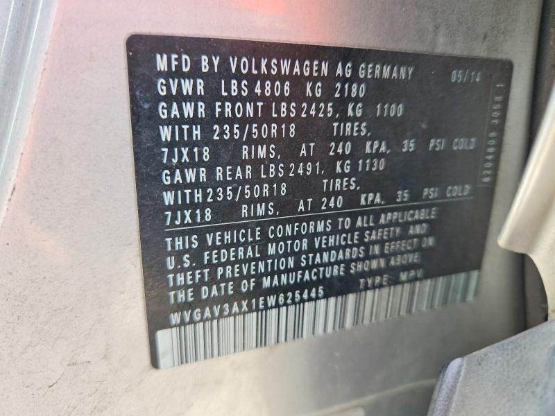 Aukcja sprzedaży 2014 Volkswagen Tiguan, vin: WVGAV3AX1EW625445, numer aukcji: 65702496