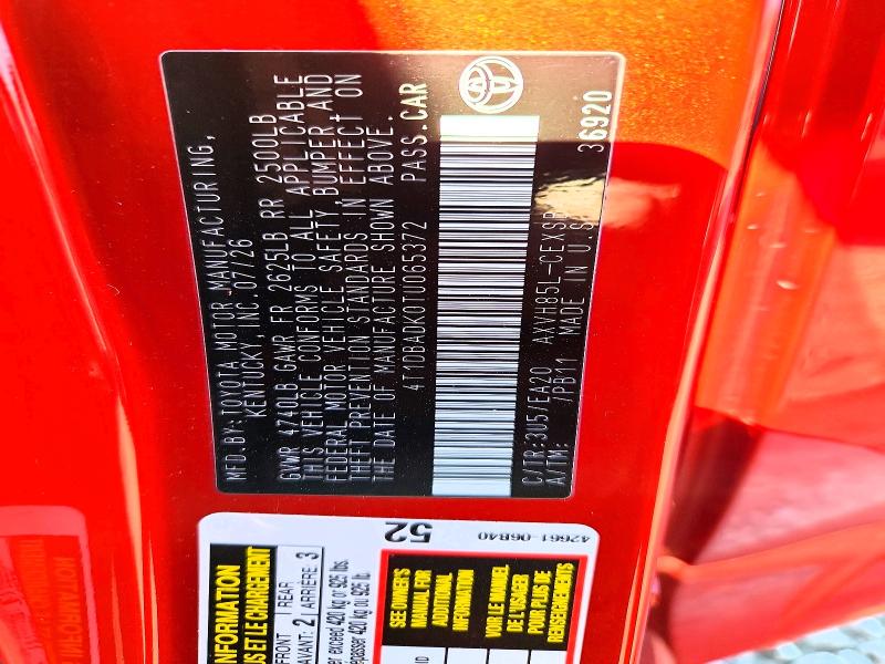 2026 Toyota Camry მანქანა იყიდება აუქციონზე, vin: 4T1DBADK0TU065372, აუქციონის ნომერი: 66470506
