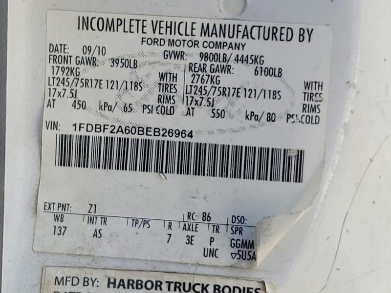 2011 Ford F250 მანქანა იყიდება აუქციონზე, vin: 1FDBF2A60BEB26964, აუქციონის ნომერი: 65903166