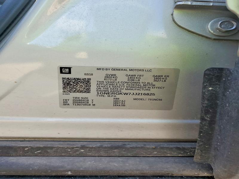 Aukcja sprzedaży 2018 Chevrolet Traverse, vin: 1GNERGKW7JJ216825, numer aukcji: 65303026