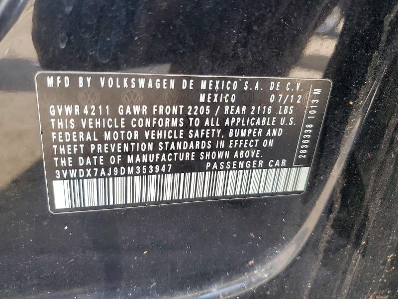 65401186 :رقم المزاد ، 3VWDX7AJ9DM353947 vin ، 2013 Volkswagen Jetta مزاد بيع