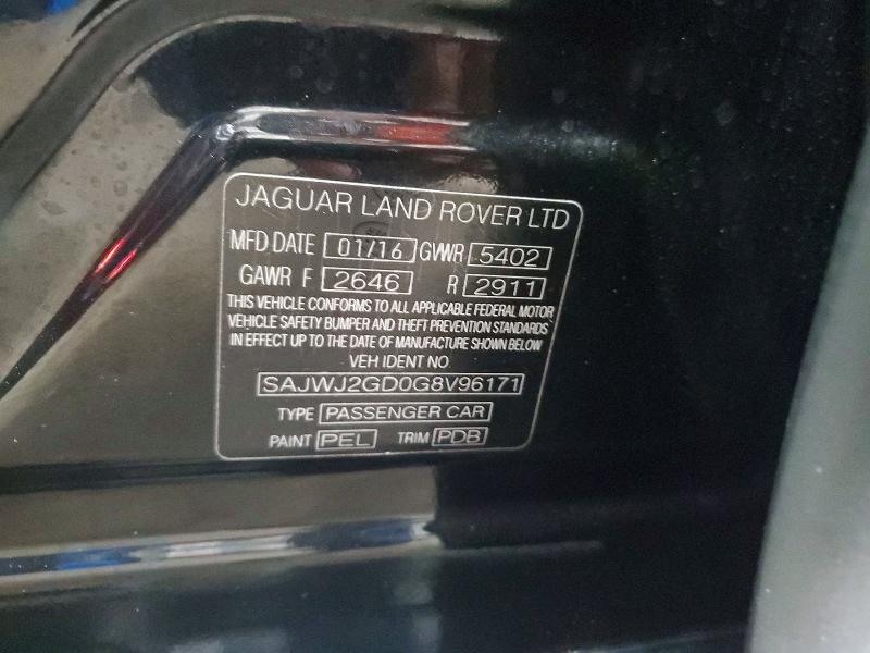 2016 Jaguar Xjl მანქანა იყიდება აუქციონზე, vin: SAJWJ2GD0G8V96171, აუქციონის ნომერი: 63910326