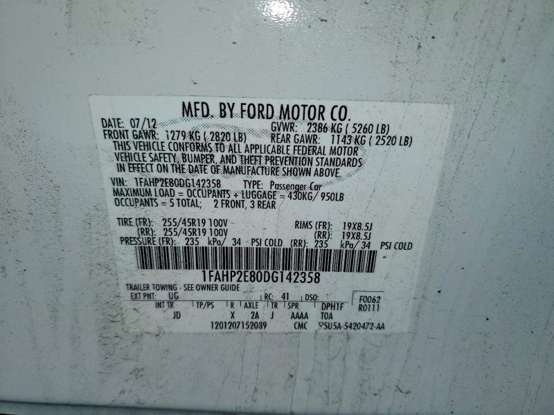 Aukcja sprzedaży 2013 Ford Taurus, vin: 1FAHP2E80DG142358, numer aukcji: 63750416