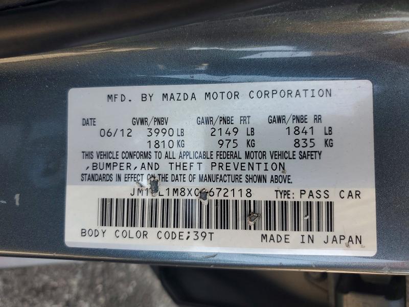 Aukcja sprzedaży 2012 Mazda 3, vin: JM1BL1M8XC1672118, numer aukcji: 66607566