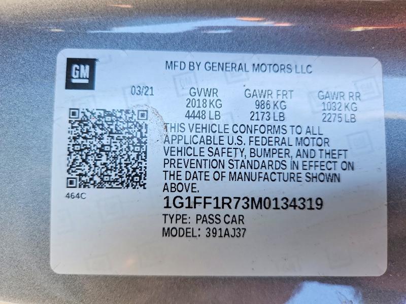Продажа на аукционе авто 2021 Chevrolet Camaro, vin: 1G1FF1R73M0134319, номер лота: 65895966