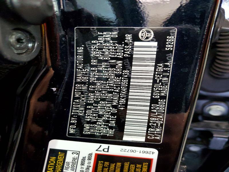 65459156 :رقم المزاد ، 4T1BK1FK4FU567438 vin ، 2015 Toyota Camry مزاد بيع