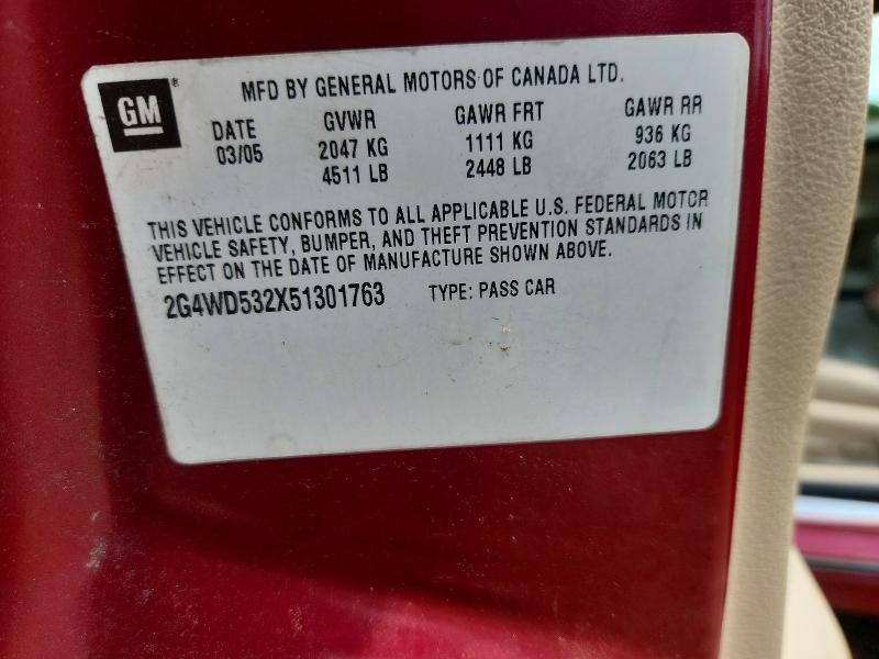 Auction sale of the 2005 Buick Lacrosse, vin: 2G4WD532X51301763, lot number: 66070696