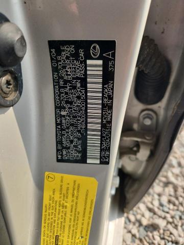 Продаж на аукціоні авто 2004 Lexus Es, vin: JTHBA30G940015041, номер лоту: 64618996