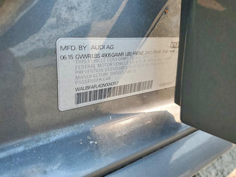 64500596 :رقم المزاد ، WAUBFAFL4GN004397 vin ، 2016 Audi A4 مزاد بيع