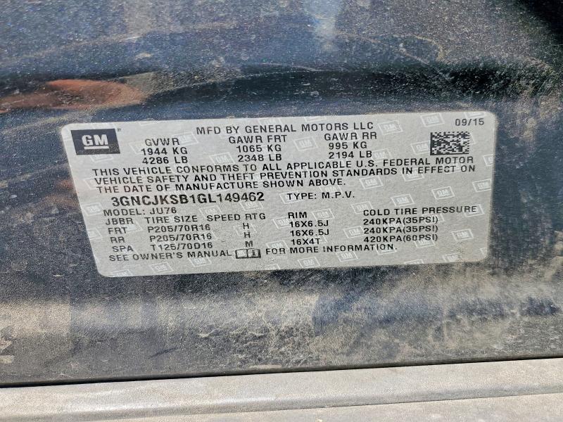64414476 :رقم المزاد ، 3GNCJKSB1GL149462 vin ، 2016 Chevrolet Trax مزاد بيع