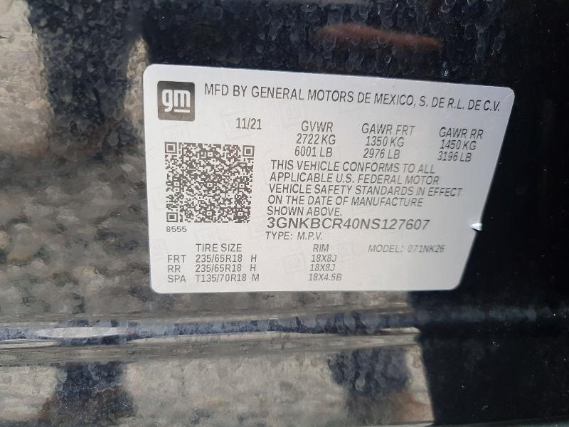 Aukcja sprzedaży 2022 Chevrolet Blazer, vin: 3GNKBCR40NS127607, numer aukcji: 66432716